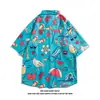 Camisa Floral Versátil para Vacaciones en la Playa para Hombre de Manga Corta Ins Atractivo Estilo Hawaiano Retro Holgada Camisa Chaqueta de Playa