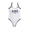 Oferta Especial Letra Oscura Pecho Pequeño Bikini de Aguas Termales Sexy Sencillo Traje de Baño con Almohadilla para el Pecho Sin Mangas Casual de una Pieza