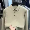Camisa POLO de Solapa de Manga Larga para Hombre de Otoño, Top para Hombre con Estampado de Logo de Letra, Camiseta Casual para Hombre, En Stock, Dropshipping