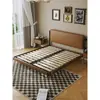 Nueva Cama Doble de Acero al Carbono Estilo Italiano Lujo Ligero Cabecero de Cuero Ajustable Minimalista Moderno para Dormitorio Principal