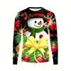 Interessante Árvore de Natal com Impressão Digital 3D Padrão de Fantasia de Natal Masculina Manga Longa Gola Redonda 2024 Quente de Comércio Exterior Transfronteiriço