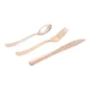 Cuchillo, Tenedor y Cuchara de Plástico Desechables Color Oro Rosa Set Combinado para Mesa China y Occidental Empaque para Llevar Pizza Fruta Filete