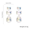 Pendientes de Plata Aguja Super Flash Diamante Cuadrado Gota de Agua Borla Cruzados Industria Pesada Personalizados Pendientes de Lujo Ligero Pendientes de Gama Alta para Mujeres