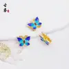 Cobre Puro Tradicional Esmalte Cloisonné Borboleta Azul Contas Espaçadoras DIY Pulseira Joias Colar Acessórios de Corda Trançada