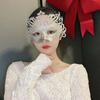 Xinxi Halloween Máscara Facial Meia-Face de Princesa Fada Nova Coroa Maquiagem Coroa Dança Máscara Feminina para Adultos e Crianças