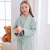 Roupão de Banho Infantil Algodão Puro Classe A Outono e Inverno Dupla Camada Waffle Espesso para Crianças de Meia-Idade e Mais Velhas Roupão de Banho Colmeia Roupão de Dormir