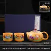 Tetera de Arcilla Morada con Segmento Dorado para Uso Doméstico, Olla Xishi, Olla para Conservar la Salud, Juego de Té Kung Fu Fengming, Tetera que Cambia de Color Sensible al Calor