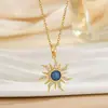 Collar para Mujer, Flor de Girasol de Circonita de Moda Nicho Moda Nuevo Diseño Colgante Acero de Titanio Templado Collar