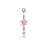 Europeu e Americano Novo Aço Inoxidável Rosa Borboleta Pingente Umbigo Prego Super Flash Zircon Amor Anel Umbilical Piercing Jóias em estoque