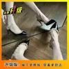 Sandalias de Mujer con Remaches en la Punta Verano 2025 Nuevas Zapatos de Tacón Alto con Correa de Hebilla de Charol Punta Fina Zapatos de Tacón de Aguja para Mujer