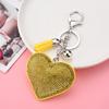 Llavero Creativo con Forma de Corazón de Pedrería al por Mayor Tendencia Borla de Terciopelo Coreano Accesorio Colgante para Bolso de Mejor Amiga Joyería de Regalo
