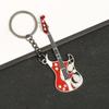 Venta al por mayor al contado transfronterizo Colgante creativo de instrumento musical Colgante para bolso de coche Cadena de llavero de guitarra de metal con punto de diamante