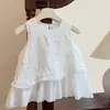 Conjunto de Primavera para Niñas Estilo Coreano sin Mangas con Volantes Bordado Moda Infantil Tendencia para Bebés Niñas