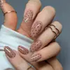 Manicura Simple de Puntos Marrones Uñas Portátiles Uñas Ovaladas Cortas Venta Caliente Transfronteriza Uñas Portátiles Uñas Postizas