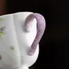 Taza de té de cerámica morada con flor de glicinia pintada a mano bajo vidriado, juego de té Kung Fu, taza individual, exquisita taza de té para el hogar