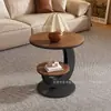 Mesa de centro de estilo vintage de lujo ligero en color nogal para sala de estar, uso doméstico, mesa de té de forma ovalada, mesa de centro pequeña de combinación moderna simple, modelo nuevo