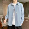 Camisa de Moda Tendencia Otoño para Hombre Estampado de Personalidad Estilo Coreano Casual Delgada Holgada Cómoda para Hombres Adolescentes