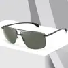 Gafas de Sol Transfronterizas para Hombre Acero Inoxidable de Alta Gama Clásicas Cuadradas Media Montura Anti-UV Conductor Gafas de Sol Polarizadas Venta al por Mayor
