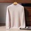 Suéter de cachemira de lujo para hombre, suéter de cuello alto medio de cachemira pura, 100% cachemira de cabra pura, tejido con patrón trenzado, capa base cálida y gruesa