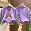 Camiseta de manga larga para niña, nuevo modelo otoño 2026, camiseta básica para niños, top súper elegante de imitación de dos piezas para niñas