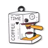 Accesorios de Serie de Café con Goteo de Aceite de Dibujos Animados con Fondo Negro DIY Pulsera Pendientes Llavero Accesorios Colgantes Amuletos para Bolsas