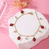 Moda Europea y Americana Nueva Versátil Lindo Accesorios de Fresa Diseño de Nicho Pulseras de Gama Alta para Mujer, Tobilleras, Collares al por Mayor