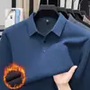 Nueva Camiseta de Manga Larga Cálida con Felpa de Otoño/Invierno para Hombre, Camiseta Polo de Cuello Solapa, Top Base para Adultos
