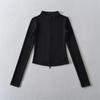 Camiseta Básica de Manga Larga con Cuello Alto y Terciopelo Interior Estilo Puro Deseo Otoño e Invierno Nueva Moda Versátil Adelgazante Sudadera Corta Sexy