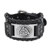 Pulsera de Cuero con Tótem Vikingo Retro Nórdico de Gran Venta Transfronteriza con Símbolo de Odín Joyería para Hombre, Venta al por Mayor de una Pieza