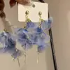 Brincos de Franja com Miçangas em Tecido Flor de Fada Super para Mulheres, Brincos Pequenos Frescos Elegantes, Brincos Doces e Elegantes Estilo Festa