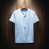 Camisa de Algodón y Lino de Manga Corta para Hombre Top de Lino Suelto Material de Lino Sangrado Delgado Gordo Manga Media Talla Grande Camiseta de Hombre