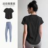 Traje de Ropa de Yoga de Malla para Mujer Ropa de Entrenamiento de Pilates Manga Corta Delgado Holgado Secado Rápido Running Deportes Fitness Top