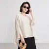 Top plisado irregular básico Miyake, nueva colección primavera/otoño, cuello redondo, manga tres cuartos, corte holgado, dobladillo asimétrico, top para mujer