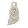 Nuevo Top Sexy Asimétrico con Textura de Seda para Colgar del Cuello, Moda Femenina Estilo Europeo y Americano, Color Sólido para Mujer 2026