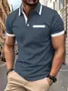 Camisa Polo de Verano para Hombre de Manga Corta con Bolsillo de Botón, Talla Europea Transfronteriza, con Estampado 3D, Polo Casual de Moda