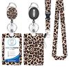 Lanyard floral pequeño fresco fácil de jalar fácil de jalar poliéster transferencia de calor lanyard pvc estampado de leopardo funda para tarjeta de certificado