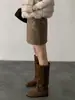 [Oufan] Falda Corta de Tweed con Lentejuelas Resistentes de Cachemir para Mujer, Moderna de Cintura Alta con Efecto Adelgazante, Falda de Corte A que se Ajusta a la Cadera 11045