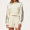 Conjunto Esportivo Transfronteiriço Outono Inverno Moda Feminina Casual com Capuz Bloco de Cores Zíper Manga Longa Moletom Calça de Moletom Conjunto de Duas Peças 3005