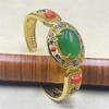 Pulseira Oca de Calcedônia de Fonte Viva Incrustada com Ouro Antigo Artesanato Incrustado de Gemas Pulseira Retrô Feminina Joias de Jade