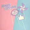 Conjunto de Enfeites de Bolo Moinho de Vento Coração de Menina Desenho Animado Mesa de Sobremesas de Confeitaria Moinho de Vento de Papel Feliz Aniversário Estilo Europeu Inglês