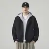 Otoño 2026 Nuevo Chaqueta con Capucha Holgada Falsa de Dos Piezas para Hombre Tallas Grandes Casual Rompevientos Exterior Cardigan Ropa de Abrigo