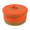 Cesta de Almacenamiento de Nuevo Estilo con Tapa Cesta Tejida de Cuerda de Algodón con Doble Combinación de Colores Gran Capacidad Cesta de Acabado para Sala de Estar Cesta de Almacenamiento Creativa