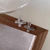 Pendientes de Mariposa con Circonita Microincrustada Plateados Estilo Mismo de TikTok para Mujer Elegantes Versátiles Exquisitos Ligeros de Lujo Sensación de Gama Alta