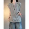Colete Esportivo com Padrão de Espinha de Peixe Branco para Homens e Mulheres, Camiseta Regata Sem Manga com Decote V Listrada de Verão, Regata Estilo Americano para Casais