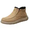 Botas de Neve Gorilla para Homens 2026 Novo Modelo de Inverno, Sapatos de Algodão de Cano Alto Espessados e Forrados com Lã, Sapatos Masculinos Quentes de Couro Genuíno