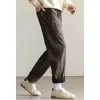 Calças Casuais Masculinas com Textura de Veludo Cotelê e Forro de Lã Coleção Primavera 2025 Calças Quentes de Lã de Perna Larga com Efeito de Caimento Roupa Masculina