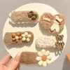 Pasadores para el Cabello de Niña, Lindos Pasadores de Peluche, Pinzas de Flor Tejidas de Otoño e Invierno para Niñas, Pinzas Laterales para Bebé, Accesorios para el Cabello