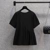 Ropa de tallas grandes para mujeres con curvas, nuevo estilo de verano 2024, elegante camisa de manga corta con cuello redondo de color liso, blusa holgada, a la moda.