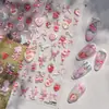 Pegatinas para Uñas Repujadas Tomoni Dulces Pegatinas para Uñas Estilo Princesa Infantil Tela a Cuadros de Fresas Material de Diario de Dibujos Animados