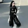 Ropa para Niñas Bonito Conjunto de Otoño Nuevo Estilo para Niños Medianos y Grandes Moderno Ropa para Danza Jazz Danza Urbana Conjunto de Dos Piezas para Niños con Pedrería Hot-Fix